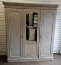 stunning large antique painted wardrobe /linen cupboard