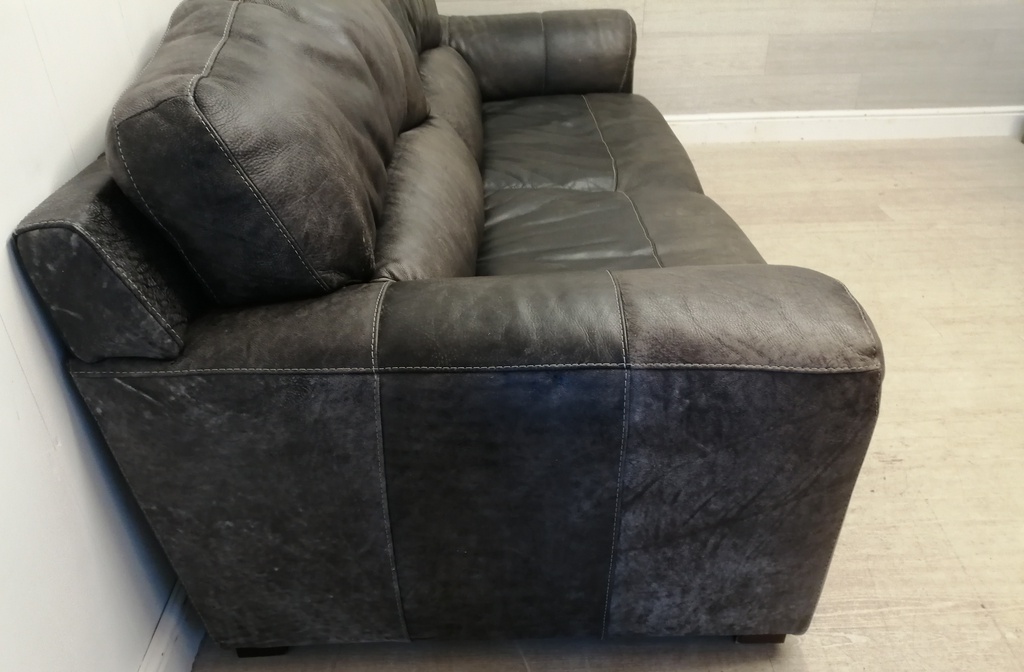 LOVELY  DISTRESSED GREY LEATHER  SOFA