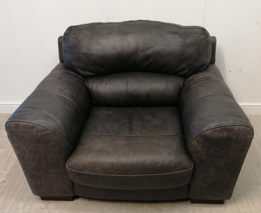 LOVELY DISTRESSED GREY LEATHER armchair