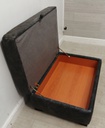 QUALITY  large DISTRESSED GREY LEATHER STORAGE FOOTSTOOL