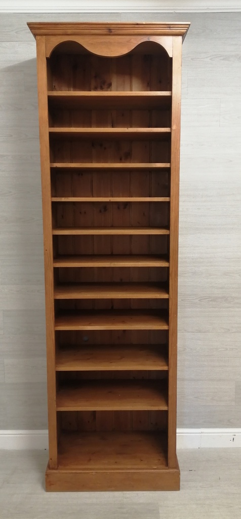 Tall solid pine cd / bookcase unit