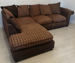 [HF12122] Brown Toned Pillow Back Corner Sofa