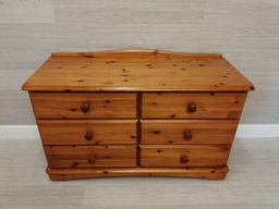 [HF12573] great solid pine six  drawer pine chest