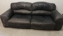 [HF15045] LOVELY  DISTRESSED GREY LEATHER  SOFA