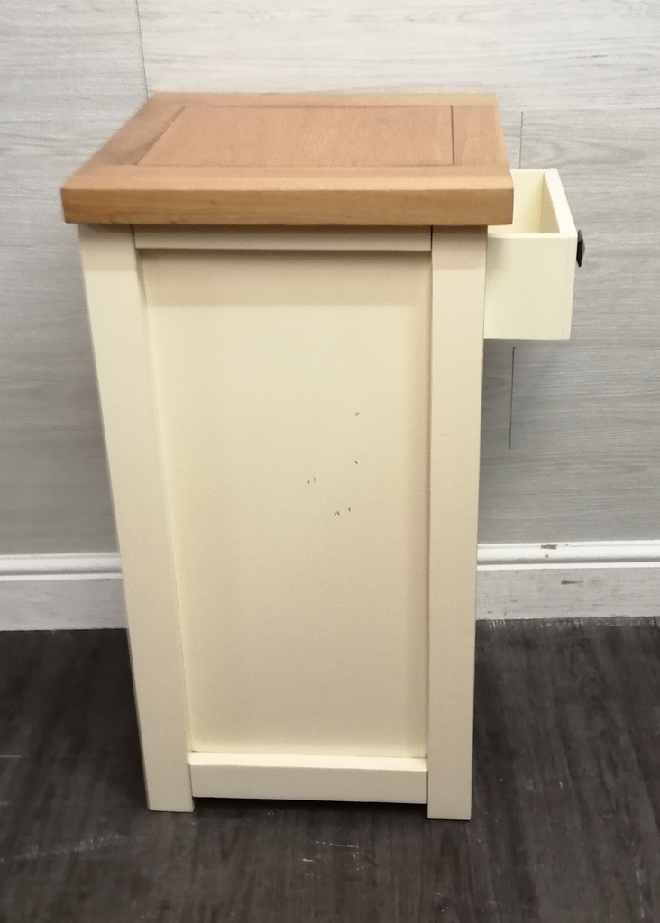 Tall Cream &amp; Oak Bedside / Side table