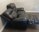 Two seater black leather recliner sofa