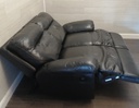 Two seater black leather recliner sofa