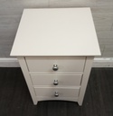 three drawer white bedside