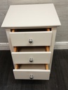 three drawer white bedside