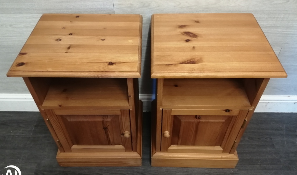 Pair of solid pine pot cuboard bedsides