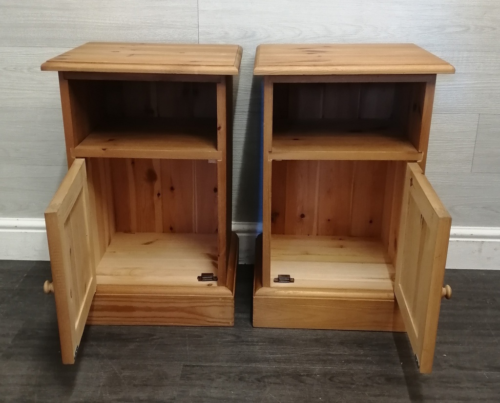 Pair of solid pine pot cuboard bedsides