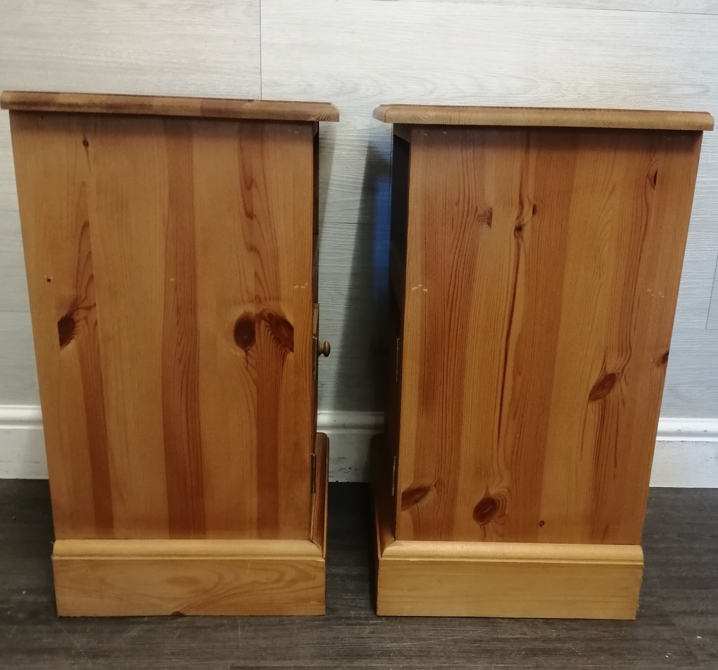 Pair of solid pine pot cuboard bedsides