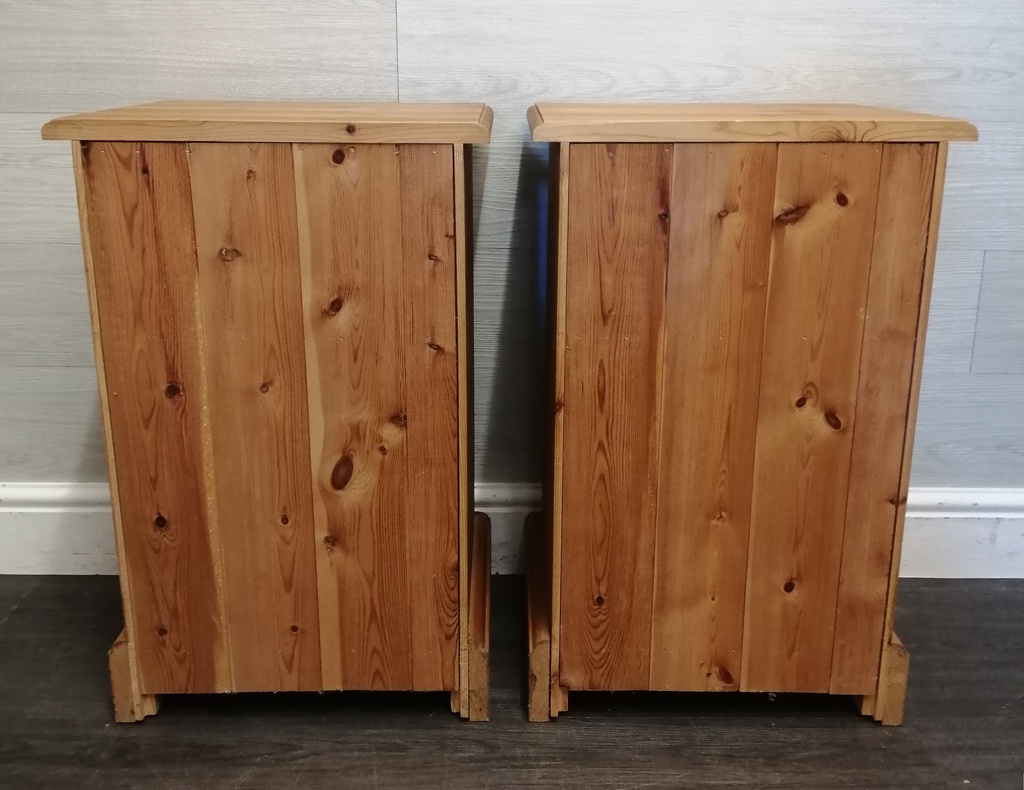 Pair of solid pine pot cuboard bedsides