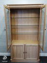 OAK GLAZED FRONTED DISPLAY UNIT WITH CUPBOARD
