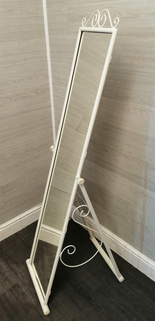 free standing white Cheval Mirror