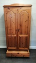 Double pine wardrobe with drawer