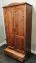 Double pine wardrobe with drawer