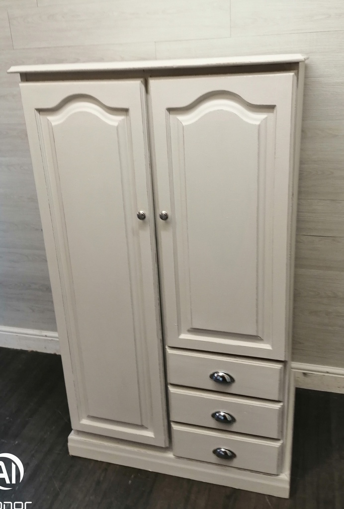 Grey painted shabby chic combi wardrobe