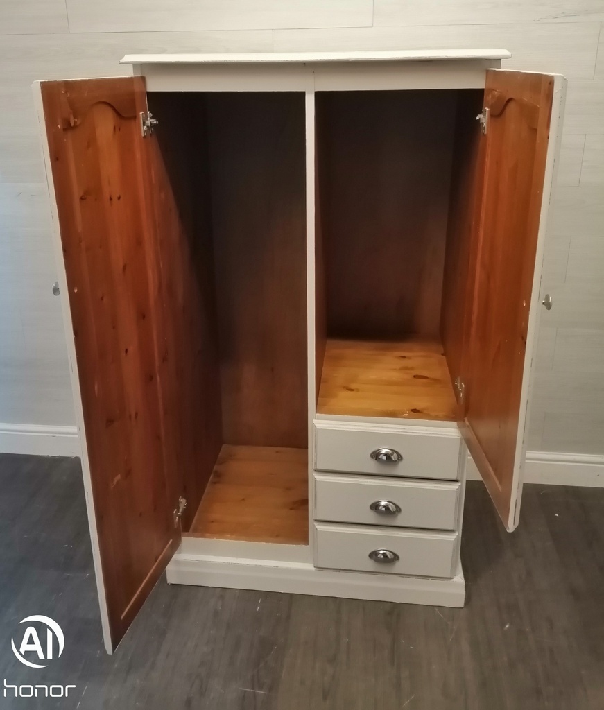 Grey painted shabby chic combi wardrobe