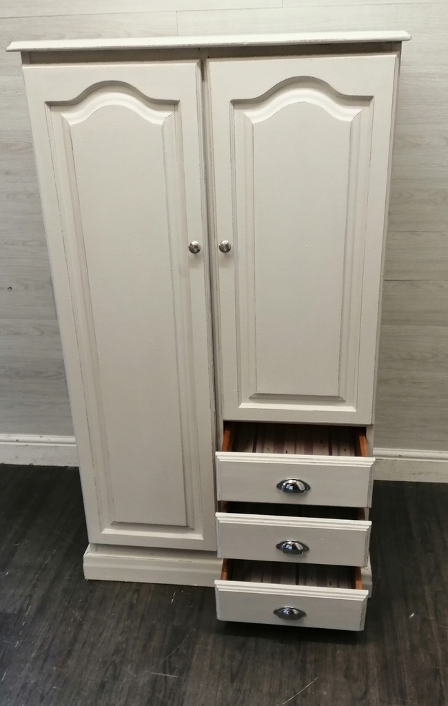 Grey painted shabby chic combi wardrobe