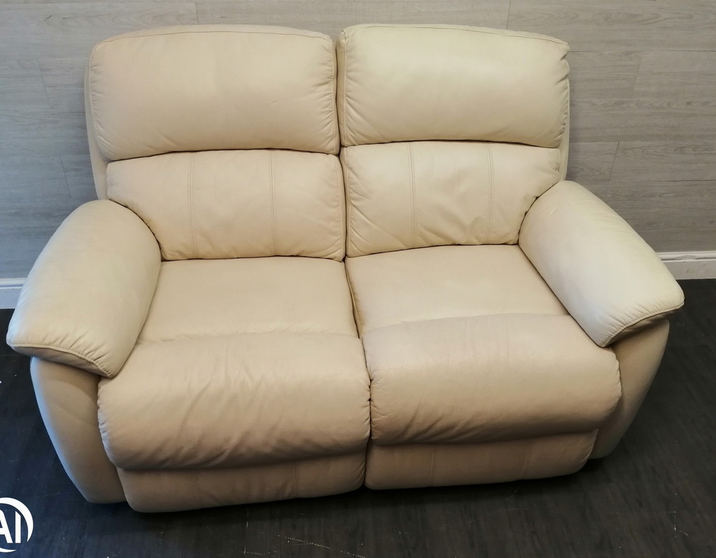 Lovely Cream Leather Two Seater  Recliner Sofa