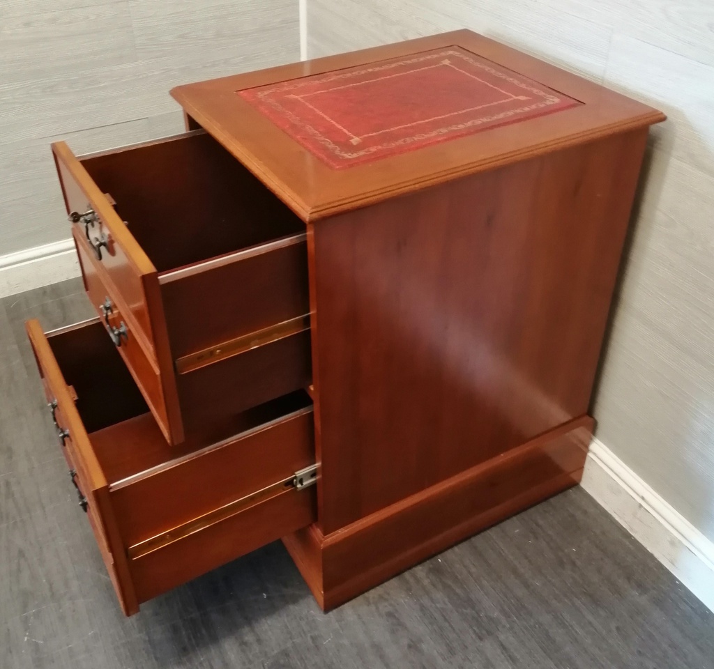 Repro Yew Two Drawer Filing Cabinet
