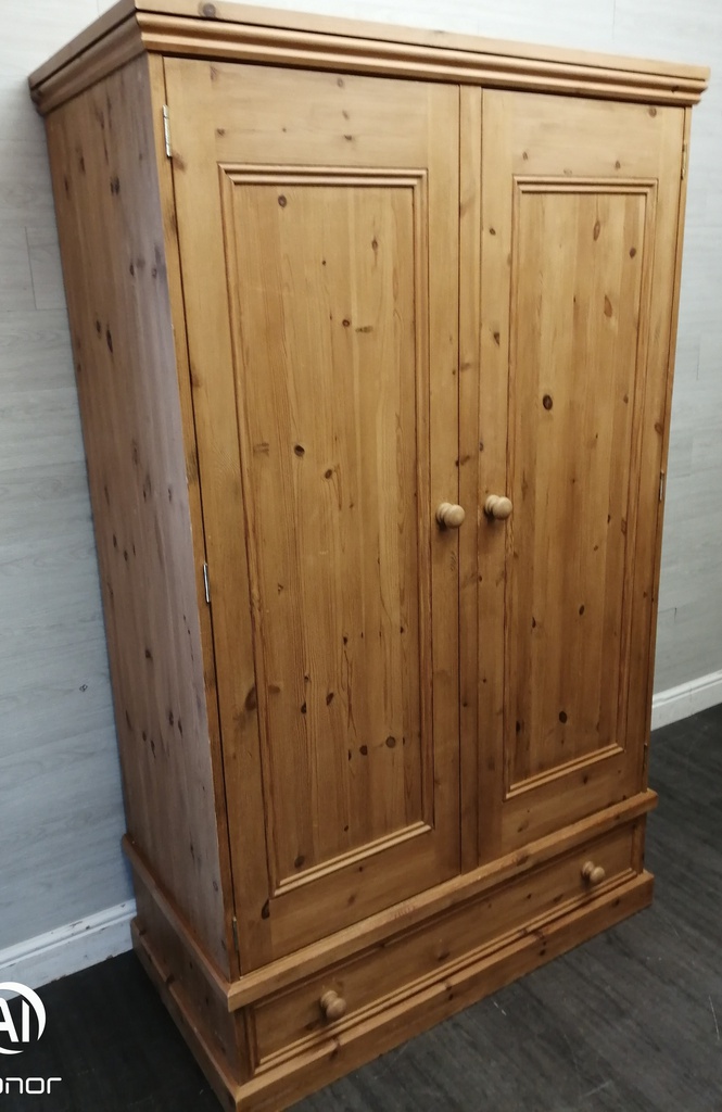 solid pine double wardrobe with drawer