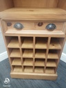 Narrow Pine Bookcase with Wine Rack