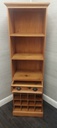 Narrow Pine Bookcase with Wine Rack