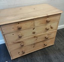 OLD ANTIQUE PINE CHEST OF FIVE DRAWERS