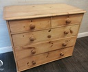OLD ANTIQUE PINE CHEST OF FIVE DRAWERS