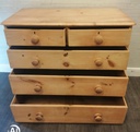OLD ANTIQUE PINE CHEST OF FIVE DRAWERS
