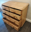 OLD ANTIQUE PINE CHEST OF FIVE DRAWERS