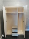 Cream triple wardrobe with mirror