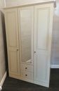 Cream triple wardrobe with mirror