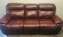 Ox Blood Red Leather Three Seater Electric Recliner Sofa
