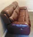 Ox Blood Red Leather Three Seater Electric Recliner Sofa
