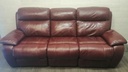Ox Blood Red Leather Three Seater Electric Recliner Sofa
