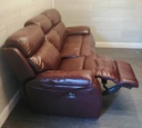 Ox Blood Red Leather Three Seater Electric Recliner Sofa