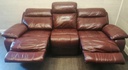 Ox Blood Red Leather Three Seater Electric Recliner Sofa