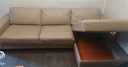 Quality Beige Leather L Shape Sofa Bed