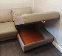 Quality Beige Leather L Shape Sofa Bed