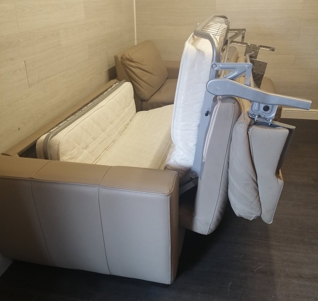 Quality Beige Leather L Shape Sofa Bed
