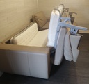 Quality Beige Leather L Shape Sofa Bed