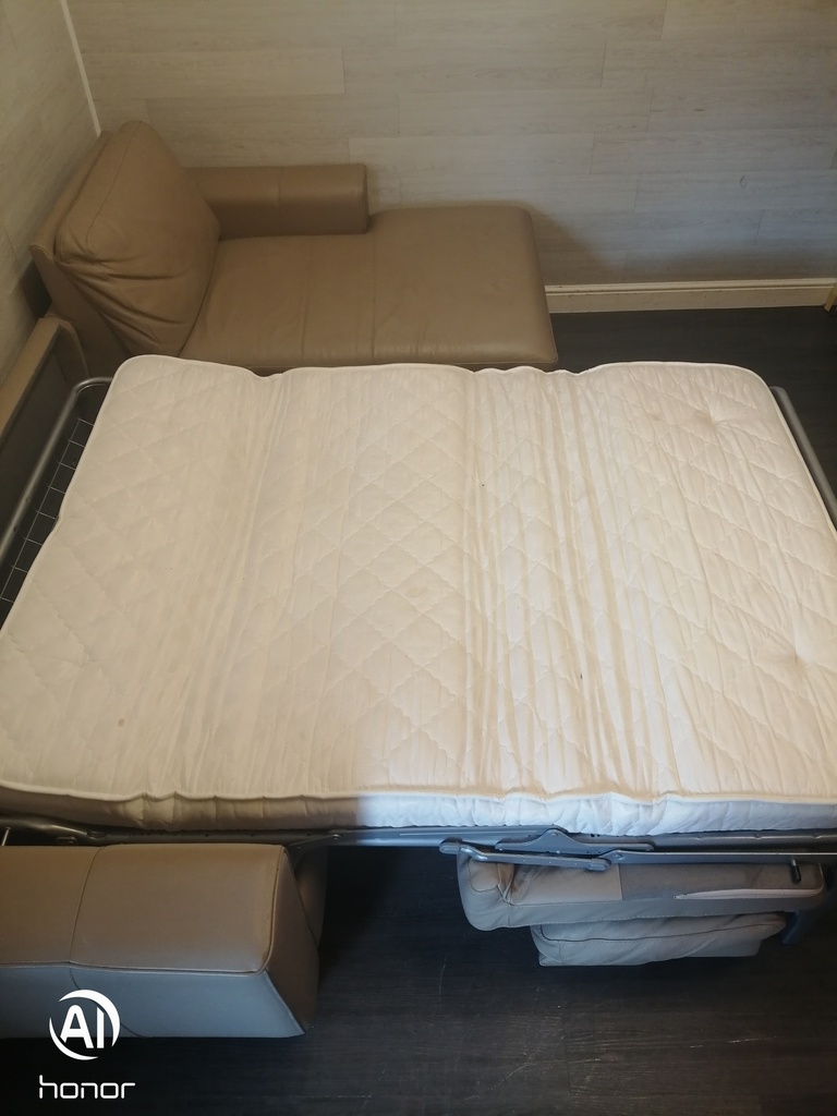 Quality Beige Leather L Shape Sofa Bed