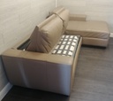 Quality Beige Leather L Shape Sofa Bed