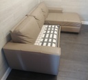 Quality Beige Leather L Shape Sofa Bed