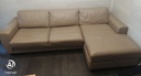 Quality Beige Leather L Shape Sofa Bed