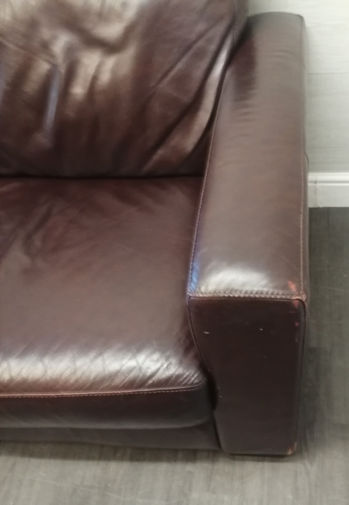 Three seater leather brown sofa
