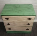 THREE DRAWER PAINTED CREAM AND GREEN CHEST